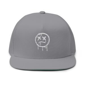 Embroidered HAPPY FACE WHITE Snapback Hat
